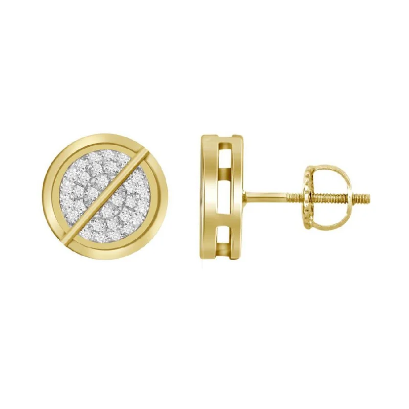 Diamond Drop Earrings-LADIES STUD EARRINGS 1.00CT ROUND DIAMOND 10K YELLOW GOLD