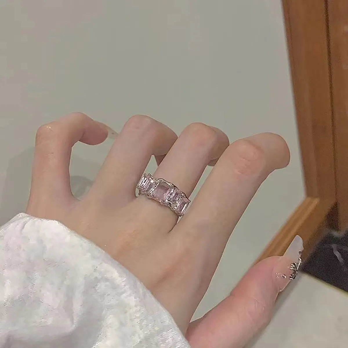 Pink Zircon Wide Ring