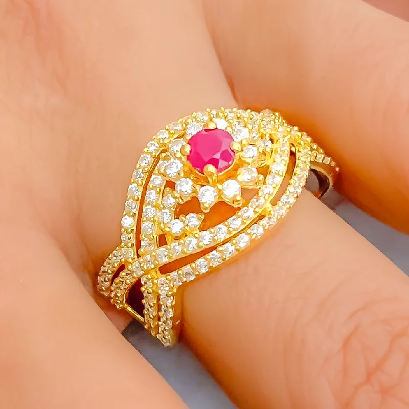 Radiant Chic 22k Gold CZ Statement Ring