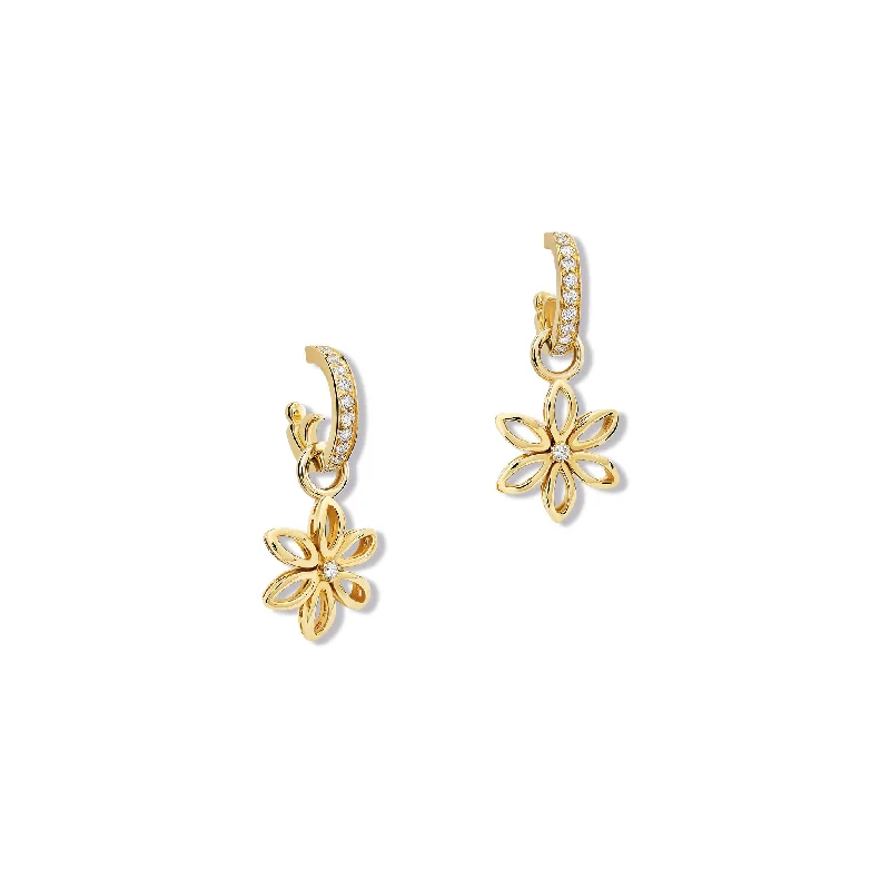 Modern Drop Earrings-Fleur de Lys Earring Drops Yellow Gold - Diamond