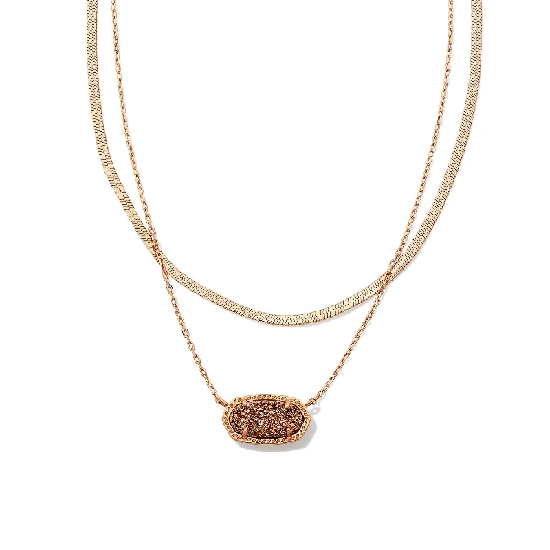 Kendra Scott | Elisa Herringbone Rose Gold Multi Strand Necklace in Rose Gold Drusy