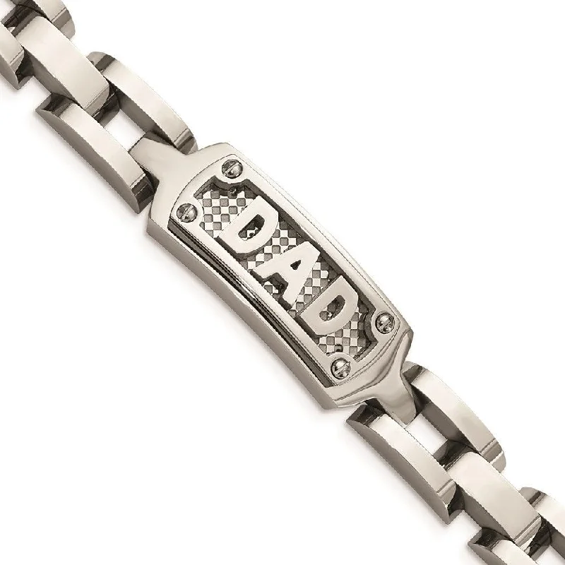 Stainless Steel Polished & Textured Dad Bracelet