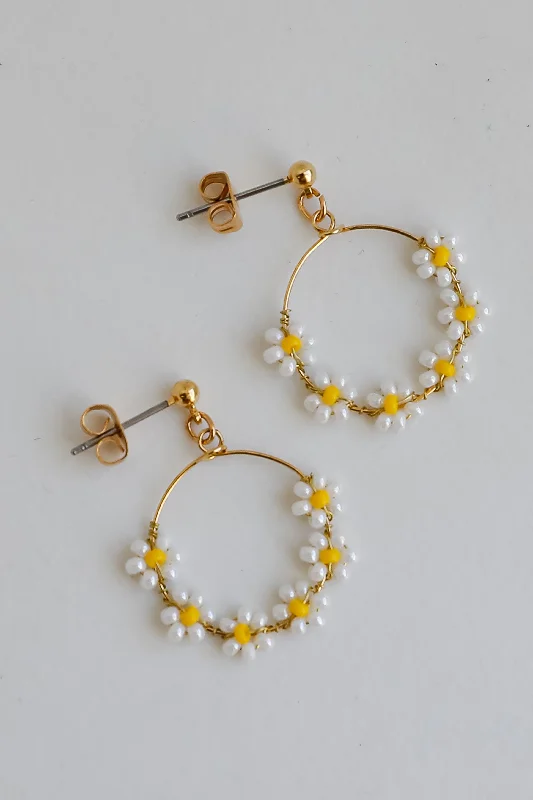 Chic Cuff Earrings-FINAL SALE - Avery Circle Beaded Flower Drop Earrings