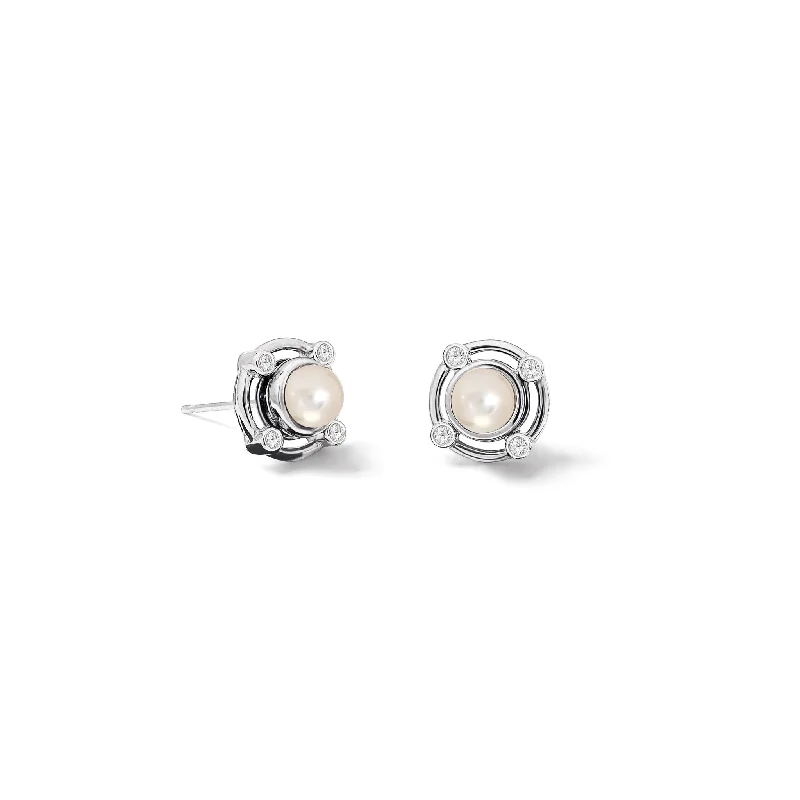 Natural Stone Earrings-Compass Earring Halos White Gold - Diamond