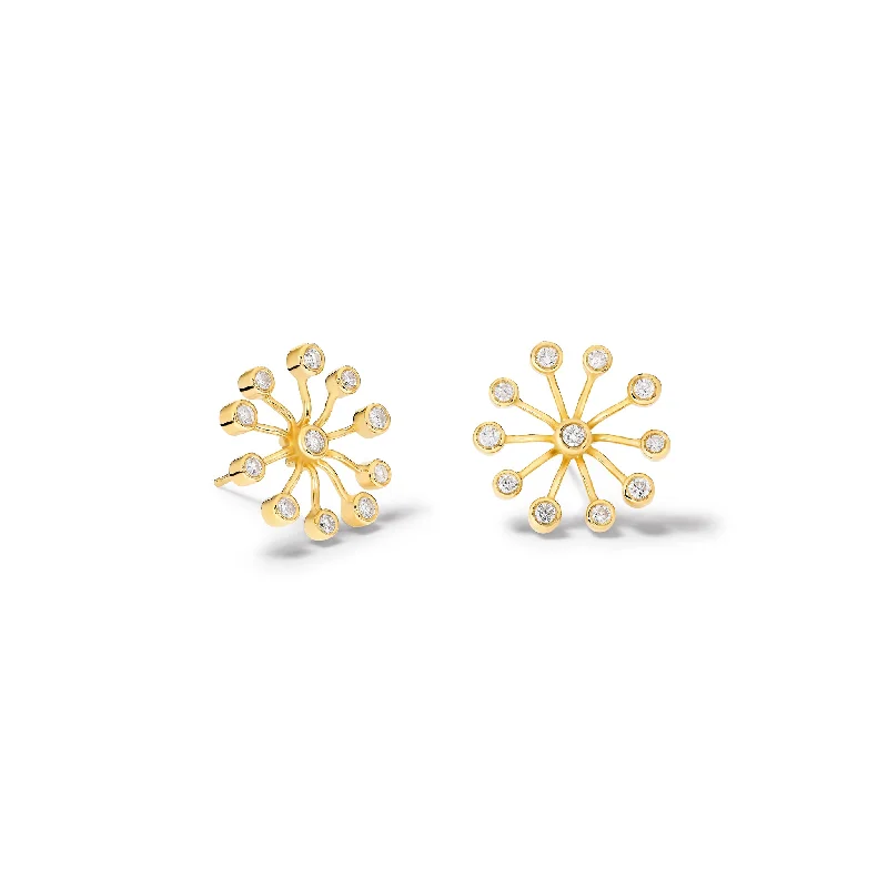 Gemstone Earrings-Astrantia Earrings 18ct Yellow Gold - Diamond