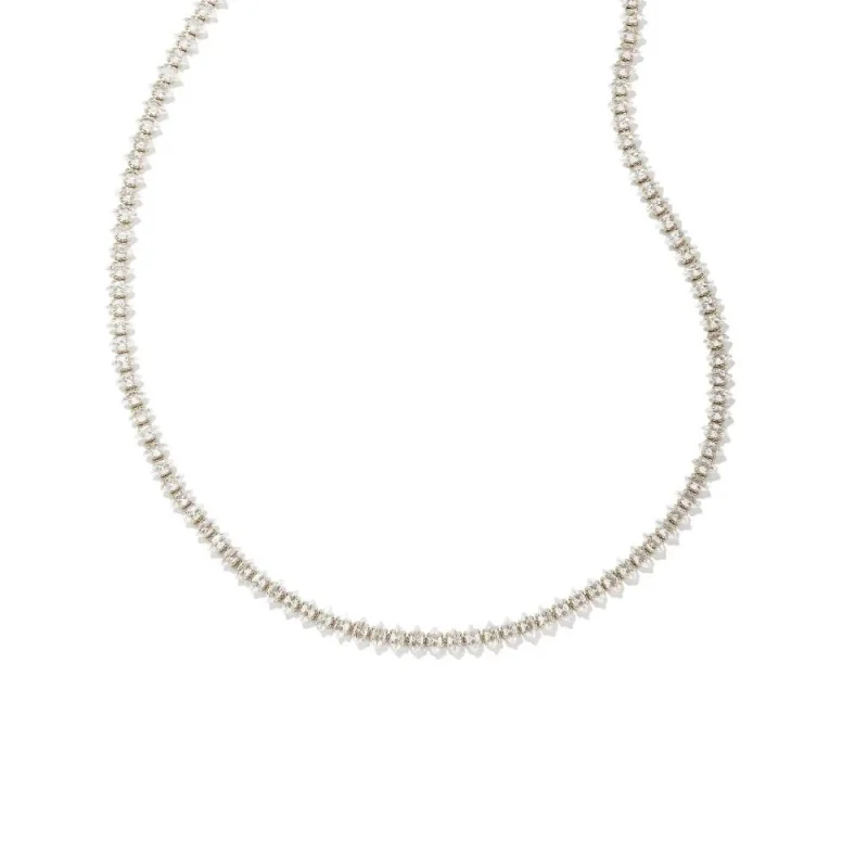 Kendra Scott | Larsan Silver Tennis Necklace in White Crystal