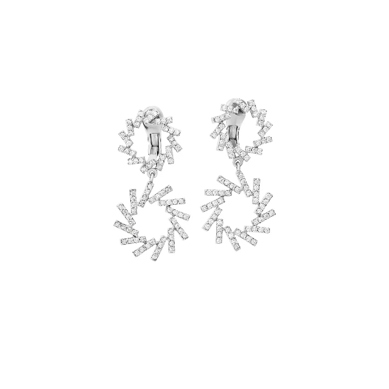 Butterfly Wing Earrings-Zellije Double Earrings 18ct White Gold - Diamond