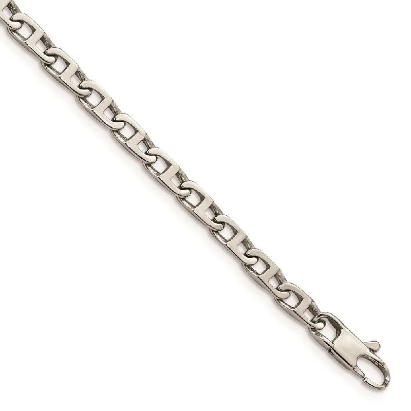 Stainless Steel Polished Oval Links 7.75in Bracelet