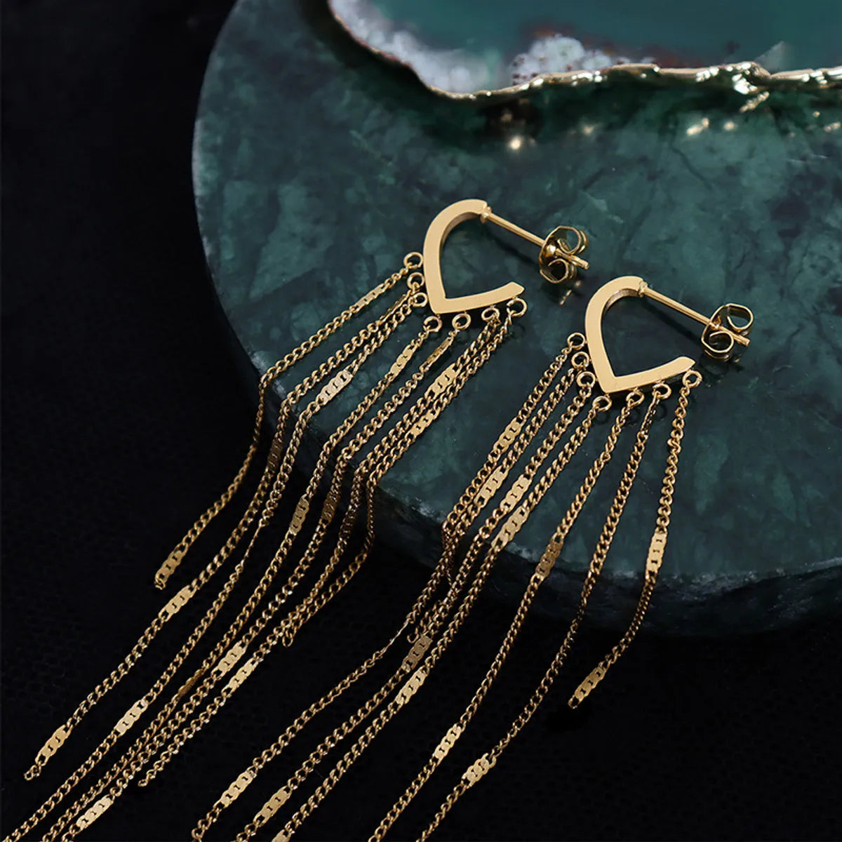 Simple Fashion Long Tassel Titanium Steel Ear Jewelry