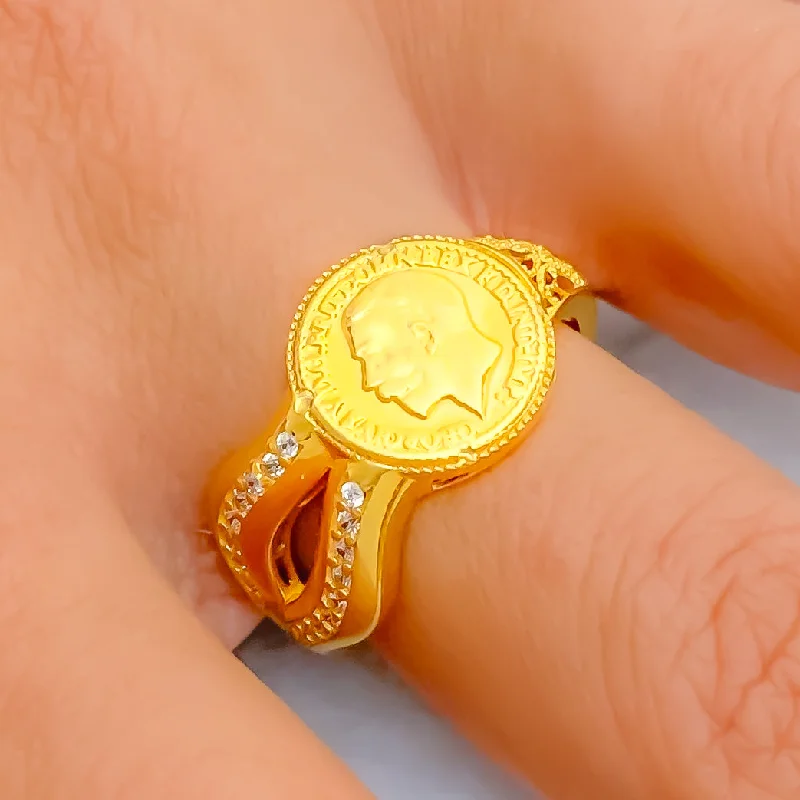 Fancy Ethereal 21k Gold CZ Ring