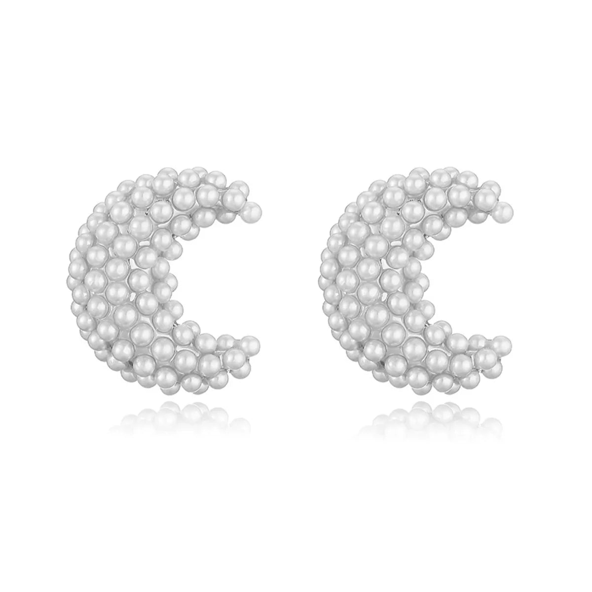 White Gold Color Crescent Bay 1 Pair