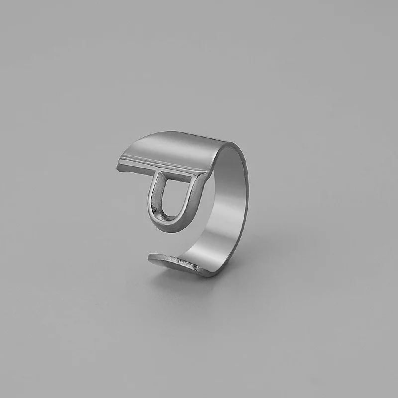 Silver P Open Ring J382-42