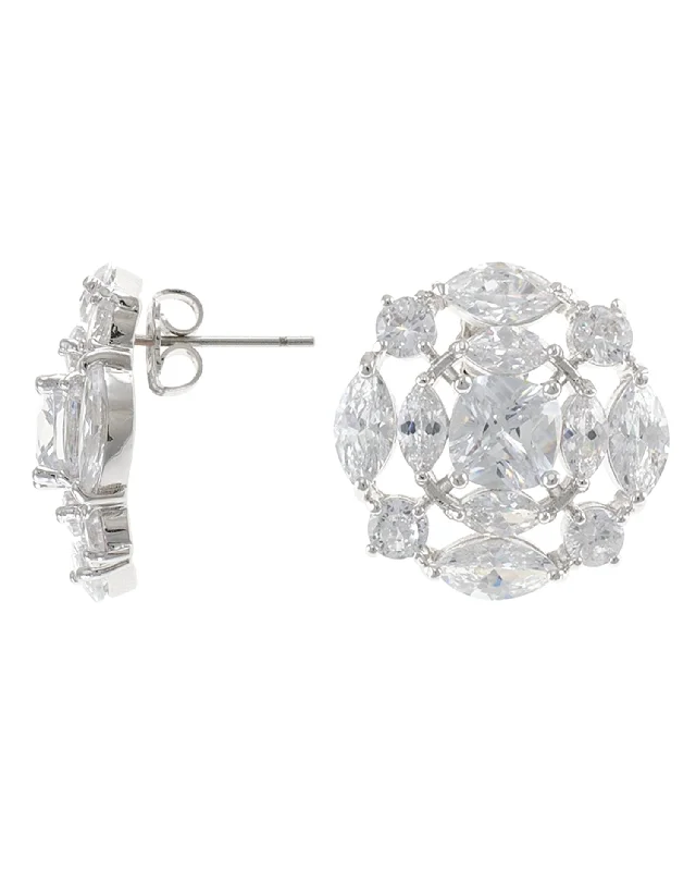 Trendy Drop Earrings-Multi Shape CZ Earrings