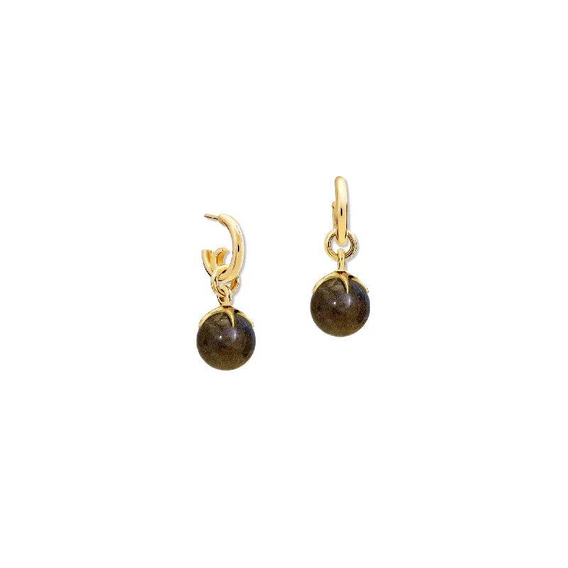 Chunky Gold Earrings-Tamara Earring Drops Yellow Gold - Labradorite