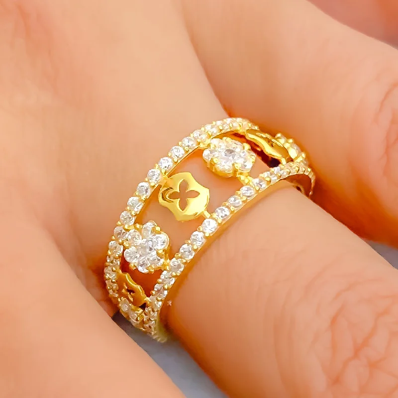 Delightful Decadent 22k Gold CZ Statement Ring