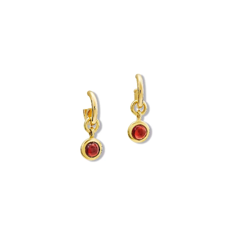 Simple Silver Earrings-Talya Earring Drops Yellow Gold - Garnet