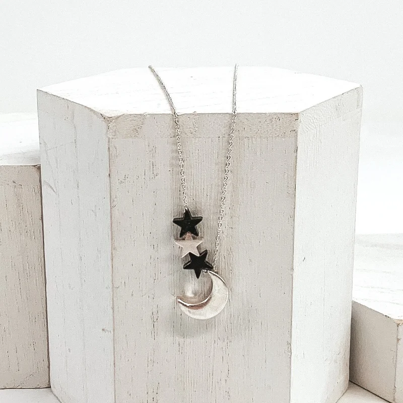 Follow the Stars Necklace in Silver/Gunmetal