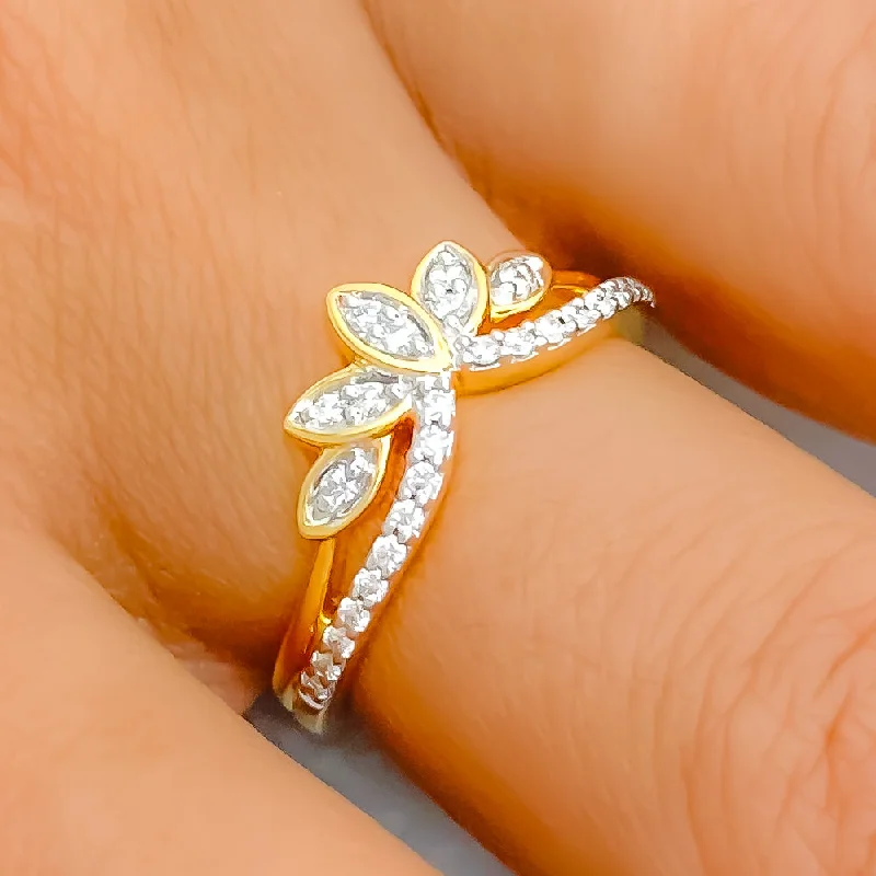 Stunning Lotus Adorned  18k Gold + Diamond Ring