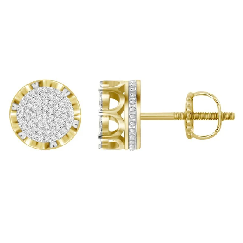 Chic Cuff Earrings-LADIES STUD EARRINGS 0.35CT ROUND DIAMOND 10K YELLOW GOLD