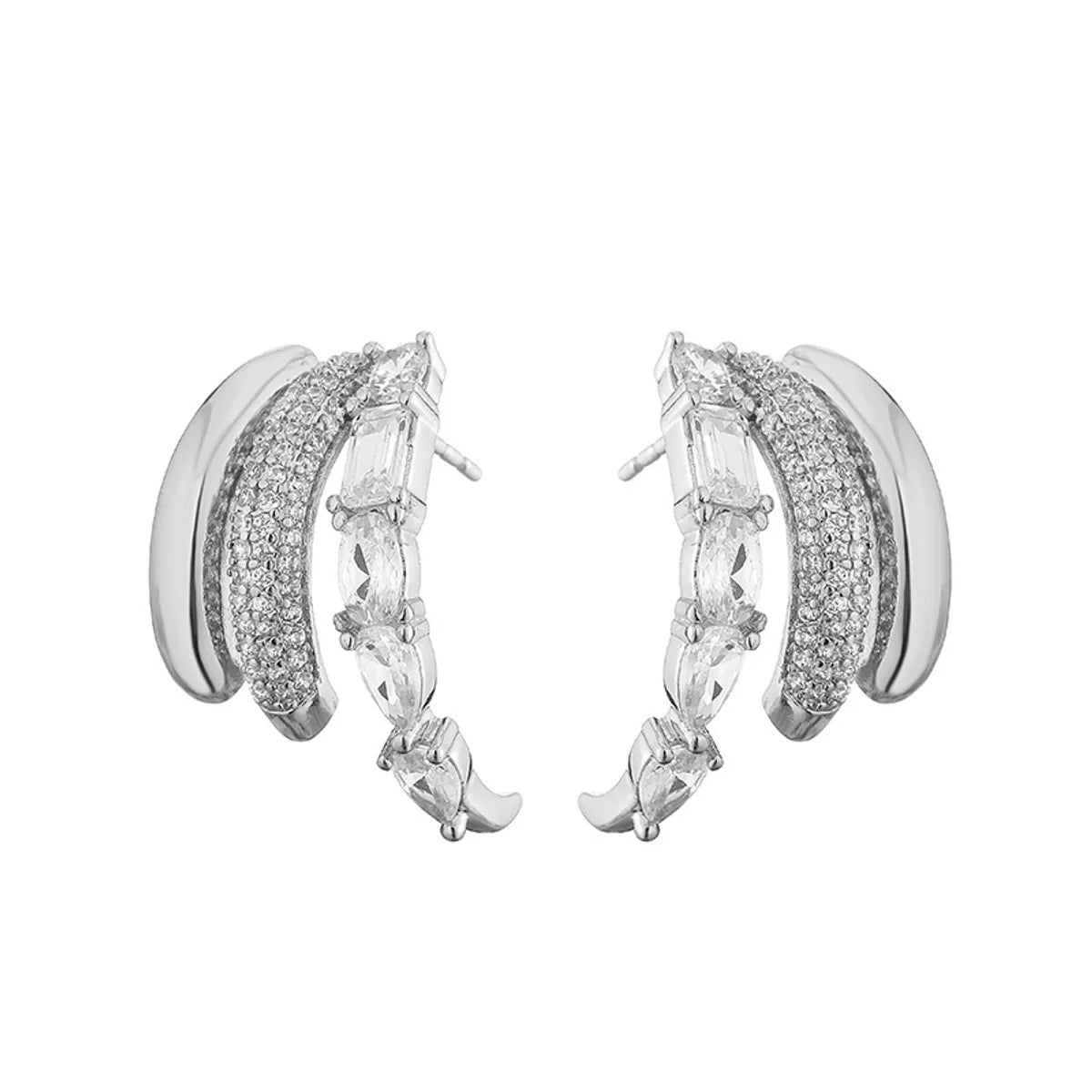 White Gold Color White Diamond 1 Pair