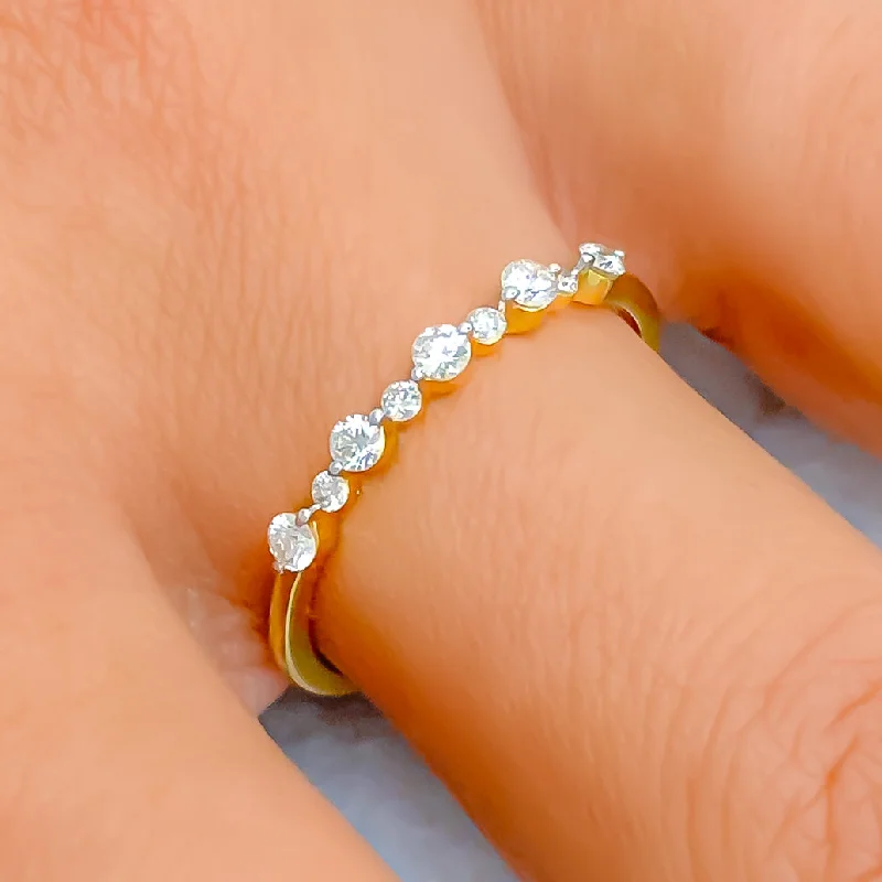 Shiny Alternating Diamond + 18k Gold Band Ring