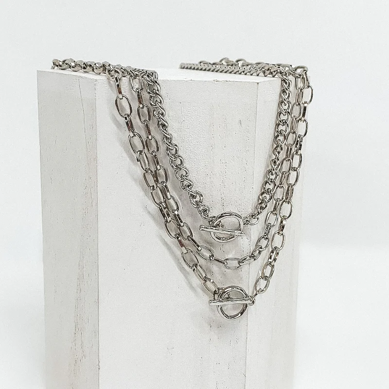 Must Be Fate Chain Necklace Set in Silver