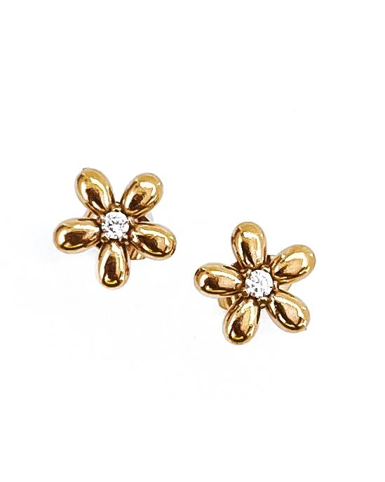 Stud Earrings for Women-Elin Dainty Flower Crystal Diamond Stud Earrings