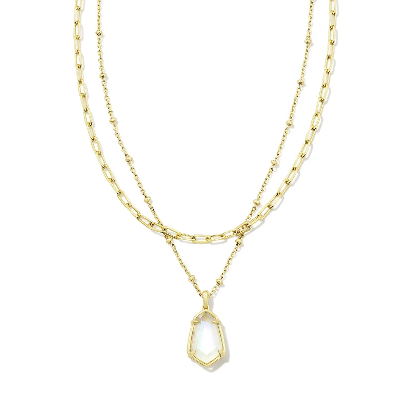 Kendra Scott | Alexandria Gold Multi Strand Necklace in Iridescent Clear Rock