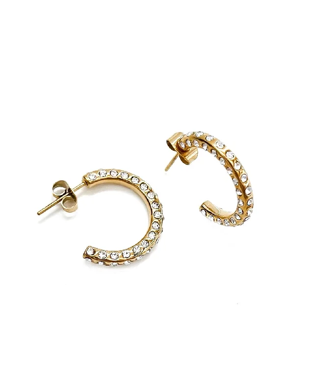 Fancy Drop Earrings-Esra Crystal Hoop Earrings