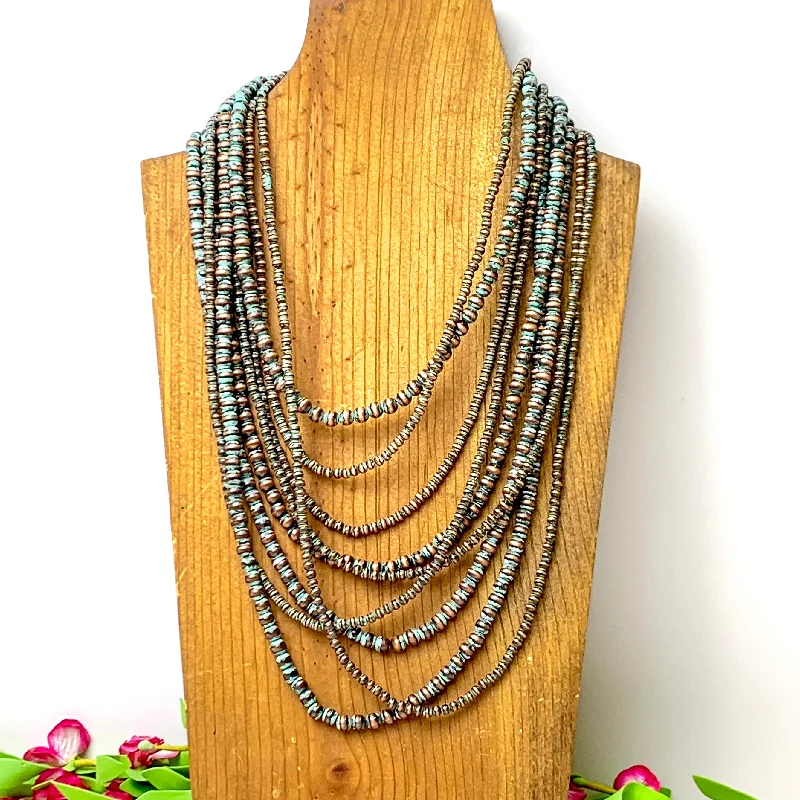 Nine Strand Faux Navajo Pearl Necklace in Patina Tone