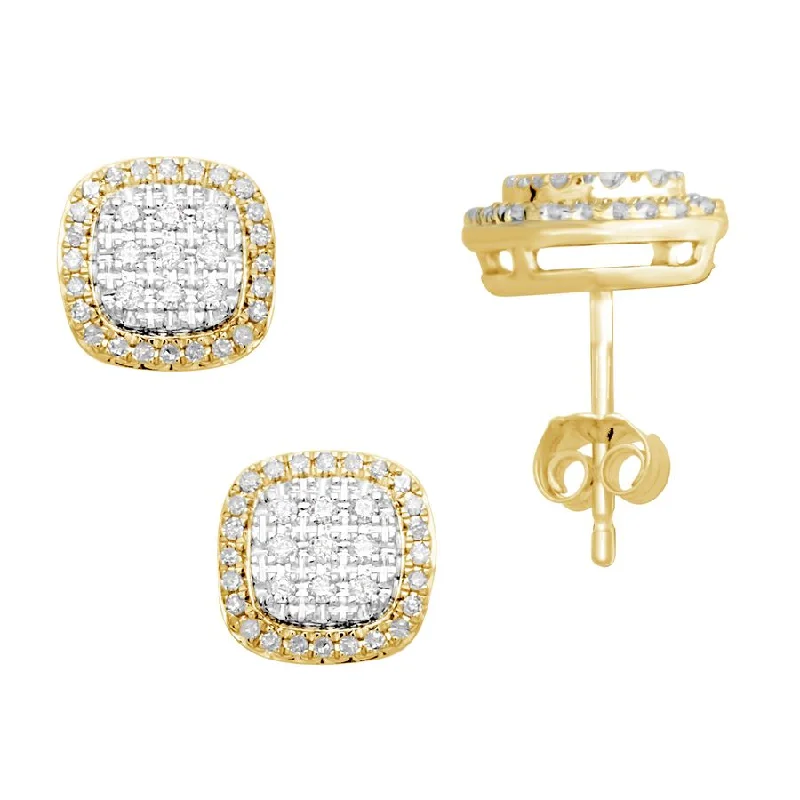 Luxury Diamond Earrings-LADIES STUD EARRINGS 0.35CT ROUND DIAMOND 10K YELLOW GOLD