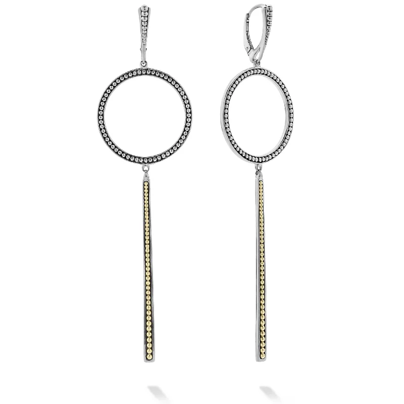 Fun Statement Earrings-Enso Two-Tone Circle Linear Drop Earrings