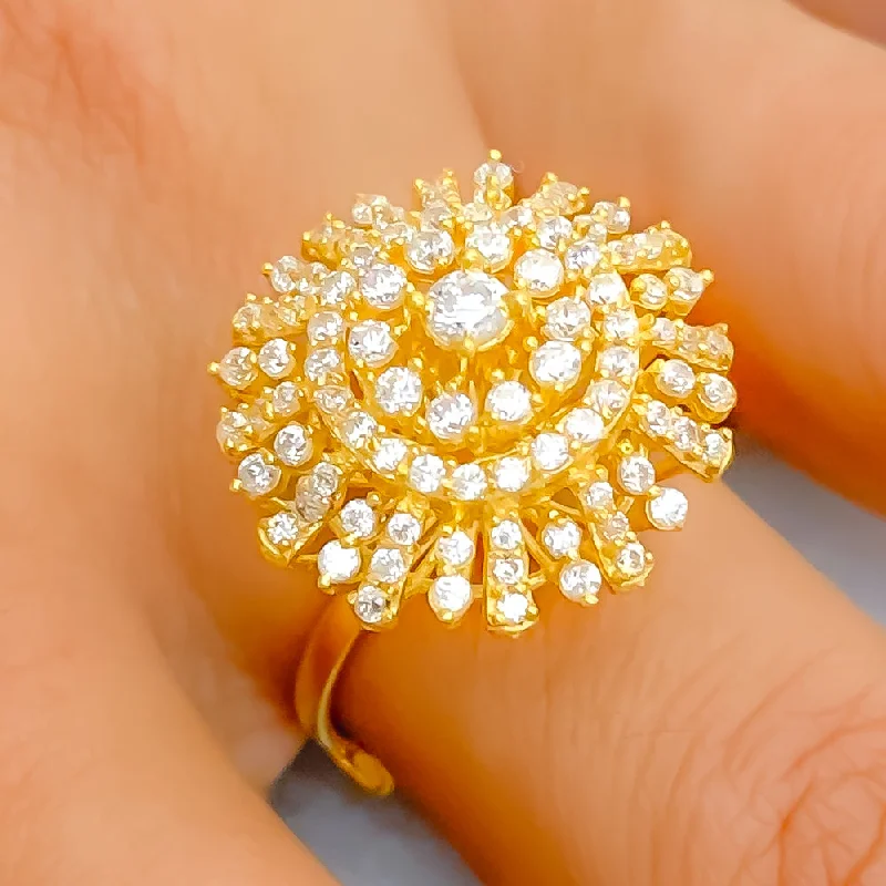 Charming Elevated 22k Gold CZ Statement Ring