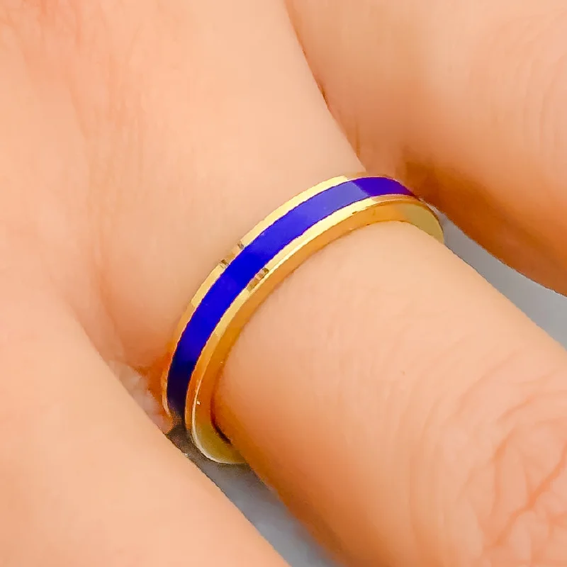 Attractive Royal Blue 22k Gold Enamel Band