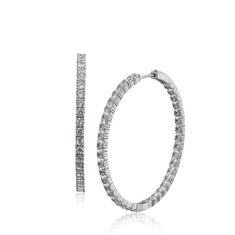 Oval Dangle Earrings-2" Round CZ Hoop Earrings