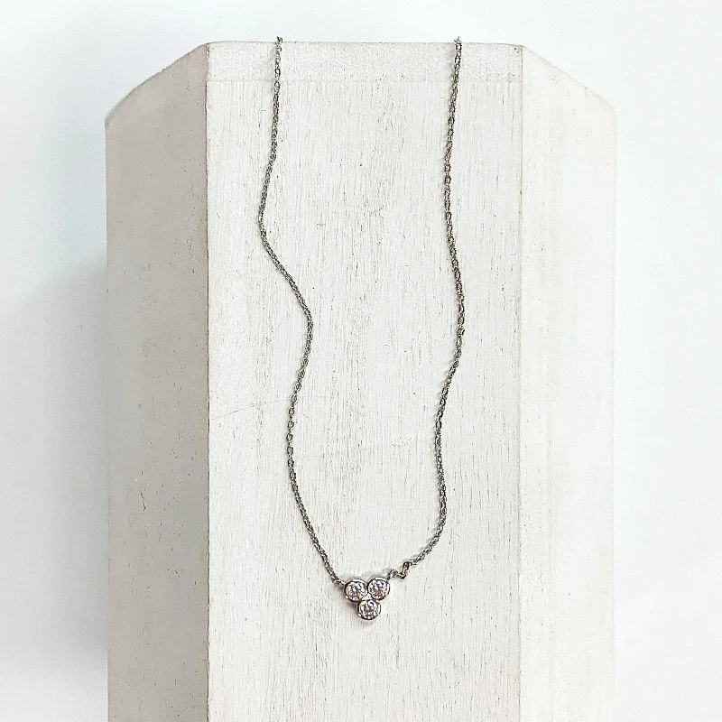 Good Daze Necklace with 3mm CZ Crystals in a Bezel Cluster in Silver