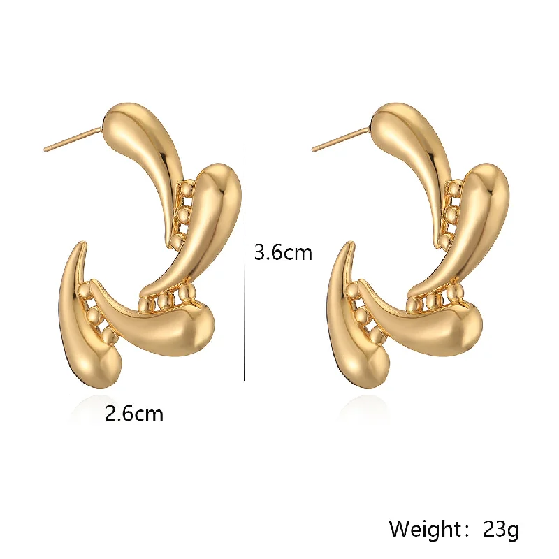 1 Pair Simple Style Commute Geometric Plating Copper 18k Gold Plated Ear Studs