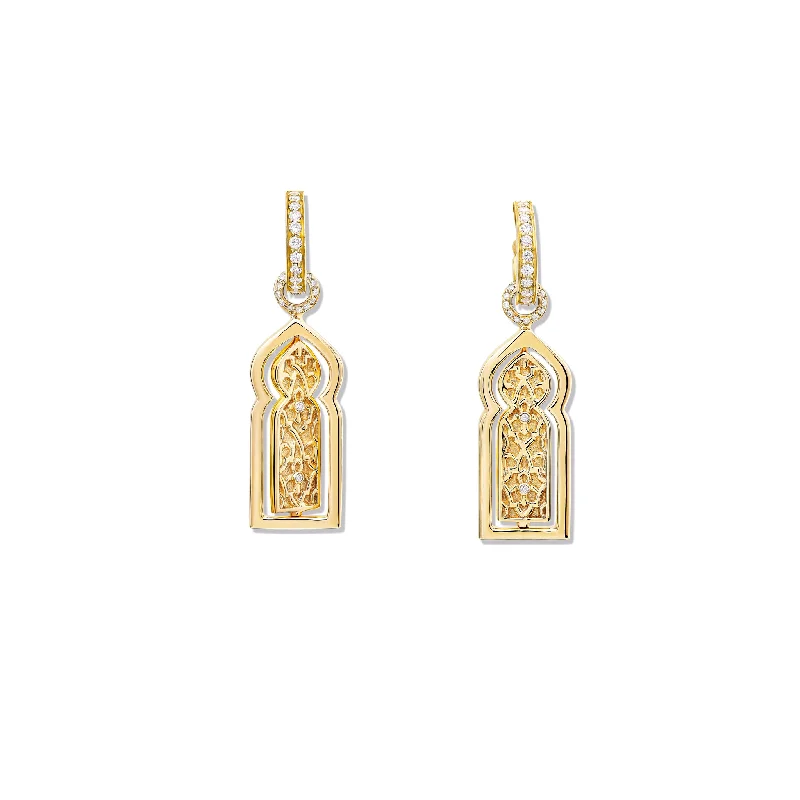 Casual Earrings-Porte Ouvrant Earring Drops Yellow Gold - Diamond