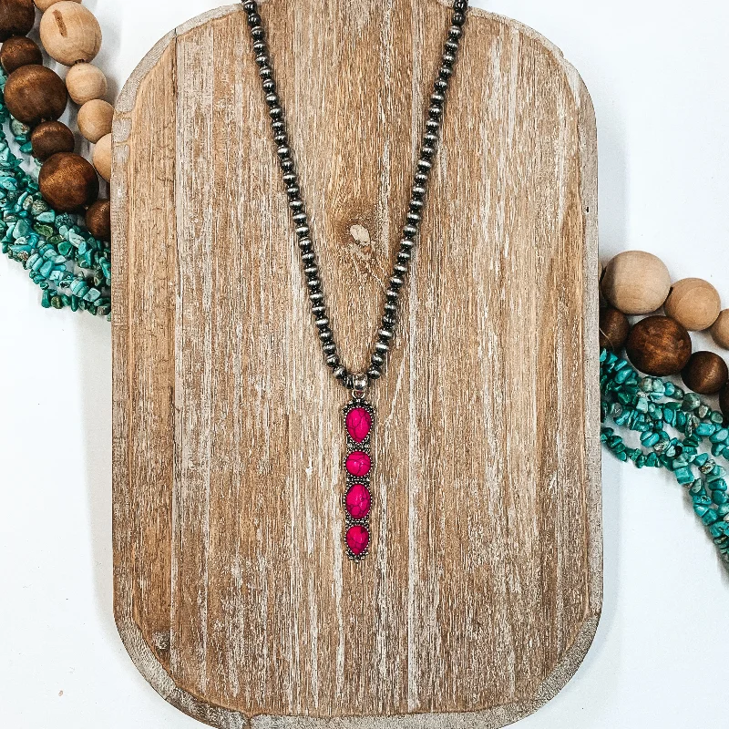 Lariat Inspired Pendant Necklace in Pink