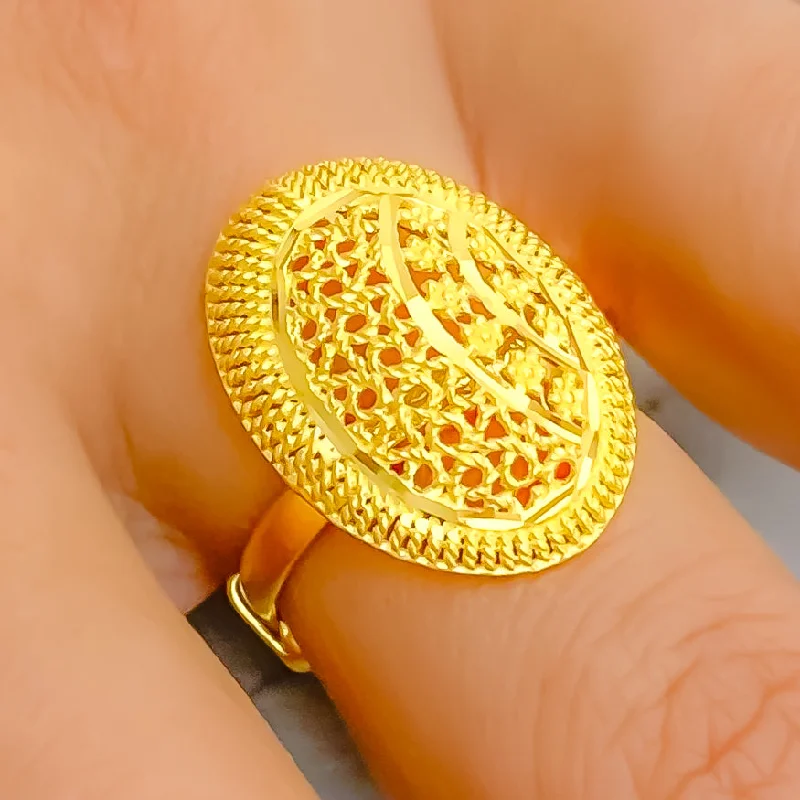 Vibrant Dazzling 22k Gold Semi Statement Ring