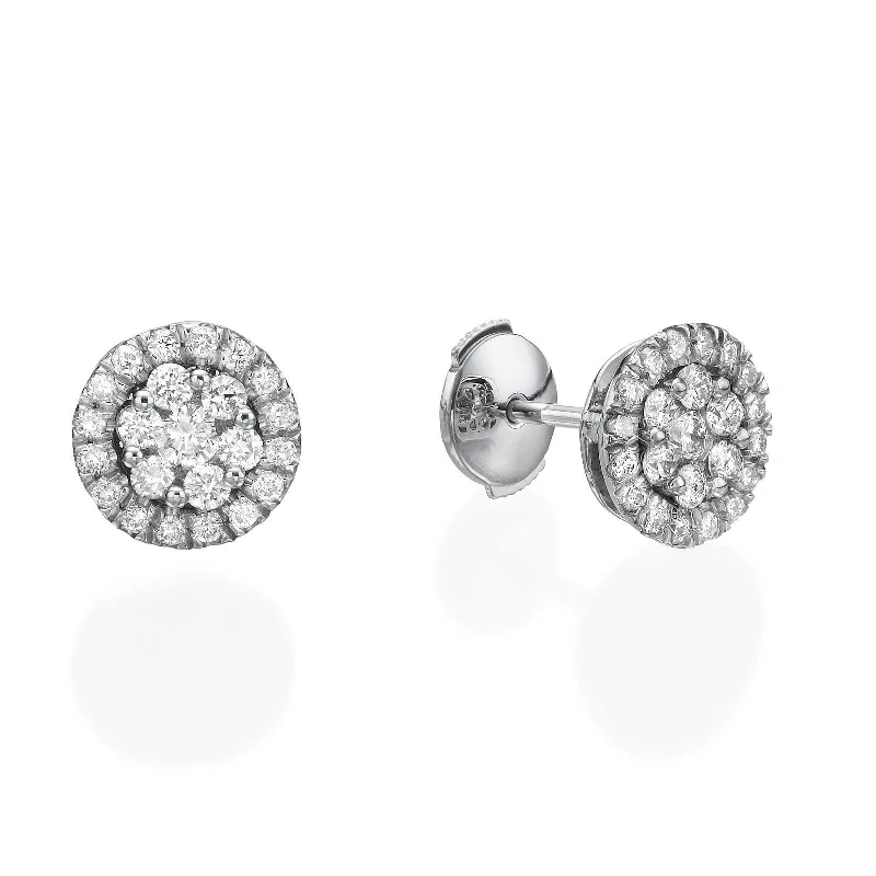 Handcrafted Earrings-Round Diamond Cluster Earrings