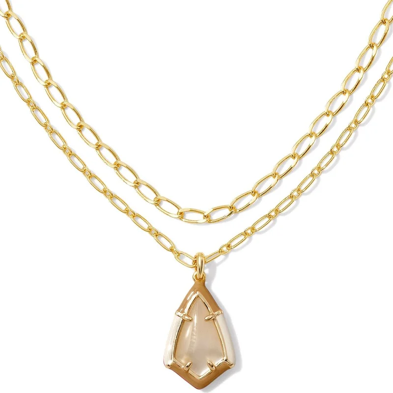 Kendra Scott | Camry Gold Enamel Frame Multi Strand Necklace in Natural Mother of Pearl