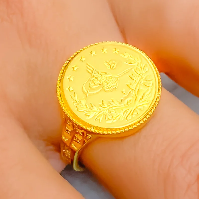 Engraved Bold 21k Gold Ring