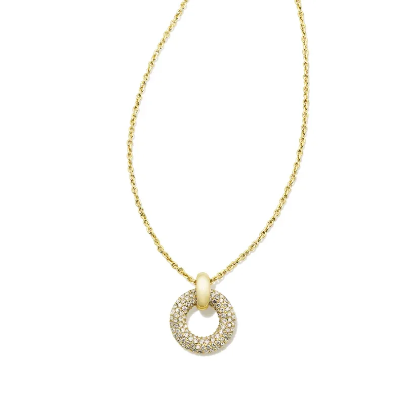 Kendra Scott | Mikki Pave Short Pendant Necklace Gold White CZ