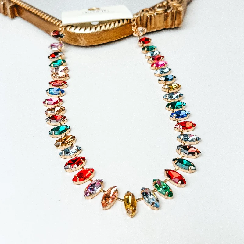 Posh by Pink Panache | Marquis Rhinestone Necklace in Multicolor