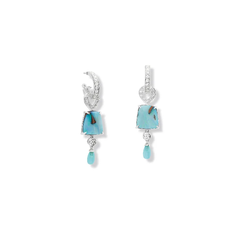 Diamond Stud Earrings-Octavia Earring Drops 18ct White Gold - Blue Opal, Peruvian Opal & Diamond