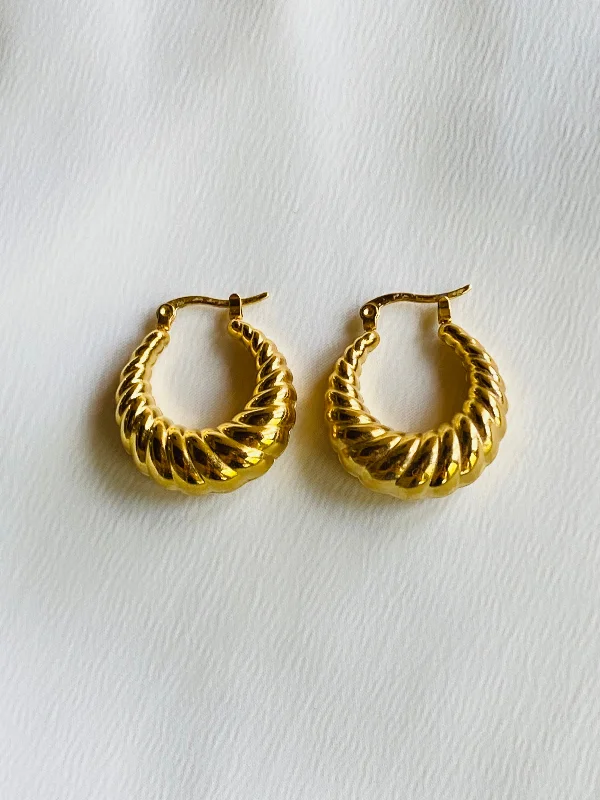 Luxury Designer Earrings-SCARLETT Twist Thick Hoop Earrings