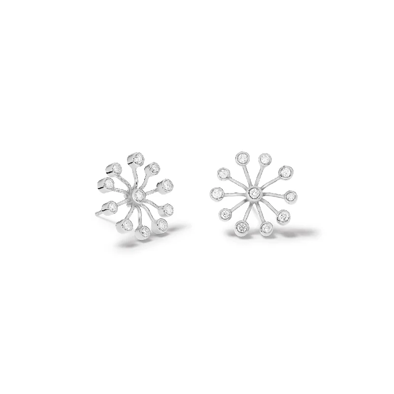 Butterfly Shape Earrings-Astrantia Earrings 18ct White Gold - Diamond