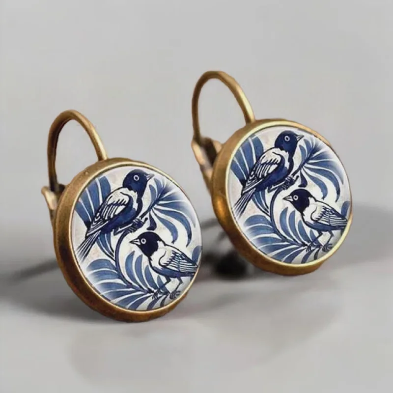 Cute Heart Earrings-Beautiful Vintage Bird Earrings