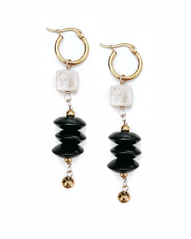 Stud Earrings for Teens-Camille Beaded Charm Hoop Earrings